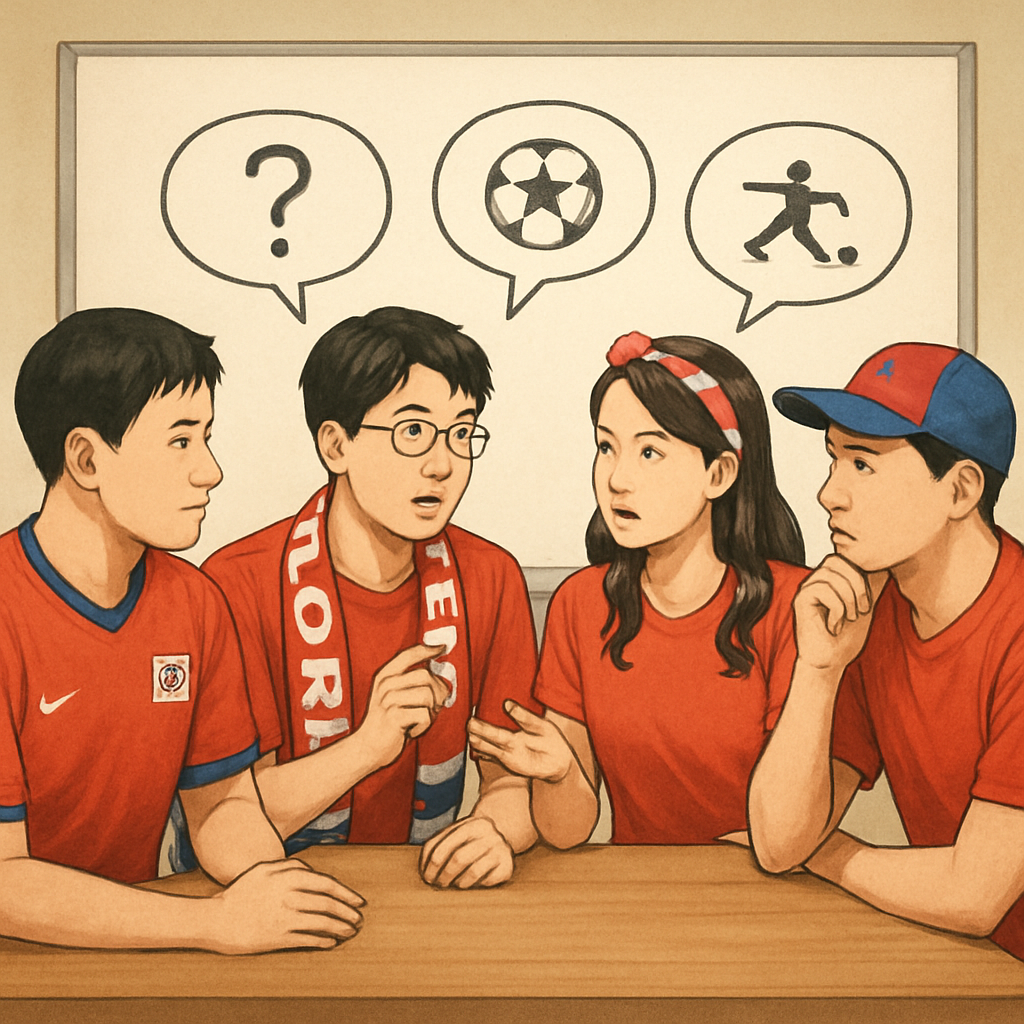 한국 축구 팬 커뮤니티에서 토론 주제 아이디어 이미지